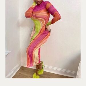 AFRM Shailene long sleeve mesh dress